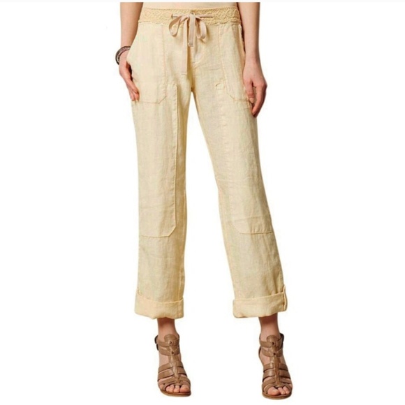 Anthropologie Pants - Anthro Hei Hei Linen Lace Cargo Crop Pants 27